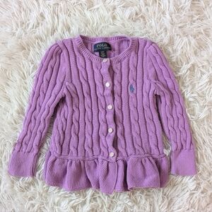 Polo Ralph Lauren Girls Peplum Cardigan in purple size 2T